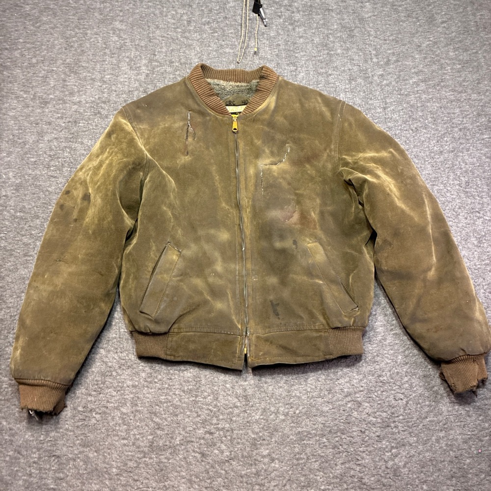 Vintage Suedemaster Bomber Jacket Men 40 Brown Distressed Suede Leather Workwear